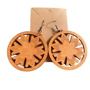 Boho Style Oversized Wood Drop Earrings